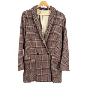 Samsoe & Samsoe Debby Wool Blend Check Jacket Red Plaid Size‎ Small Oversized
